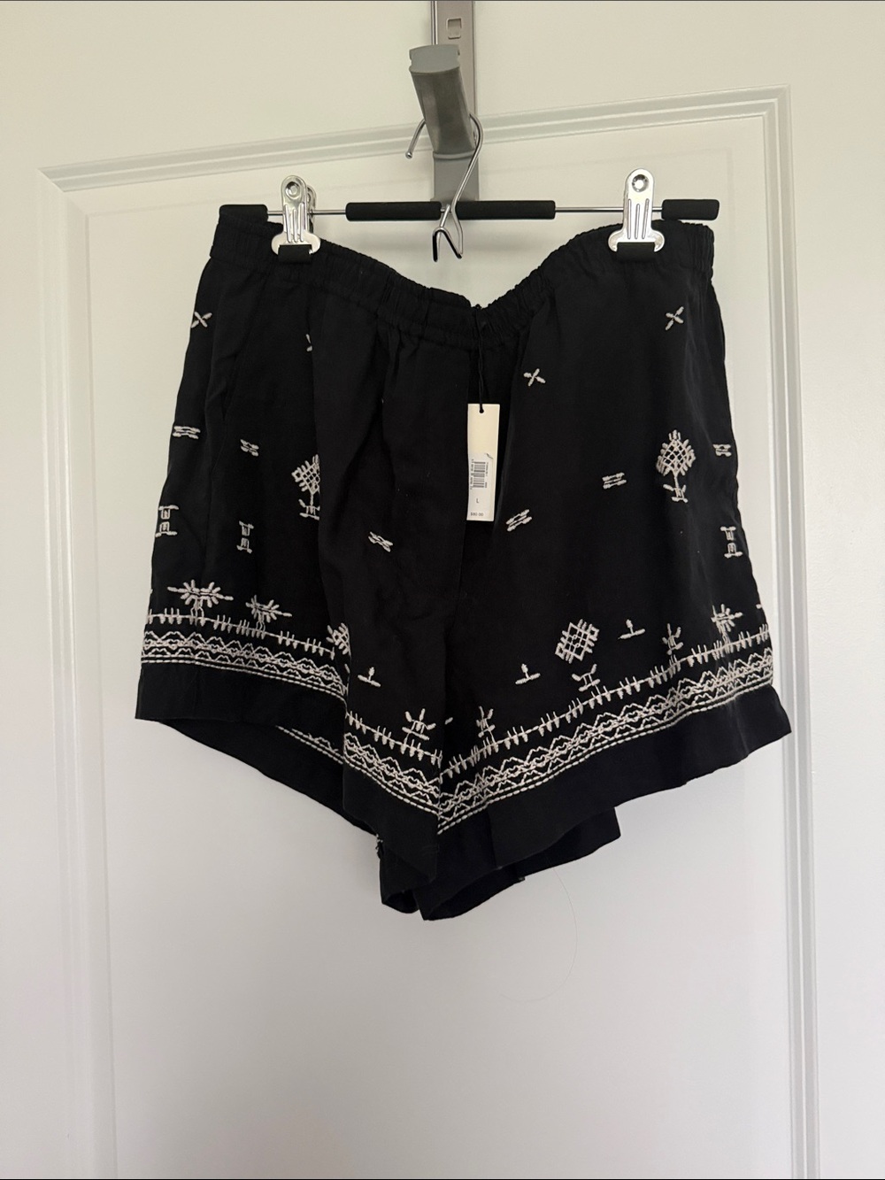 Banana Republic Black Shorts with White Embroidery